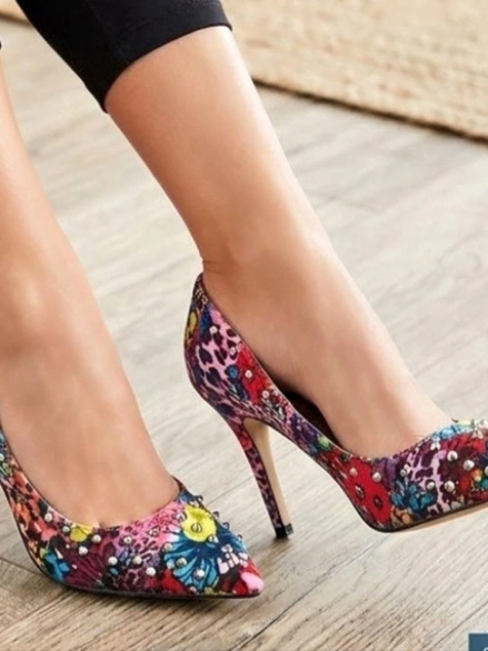 Call It Spring Floral Studded Pumps Multicolor & Red US 8